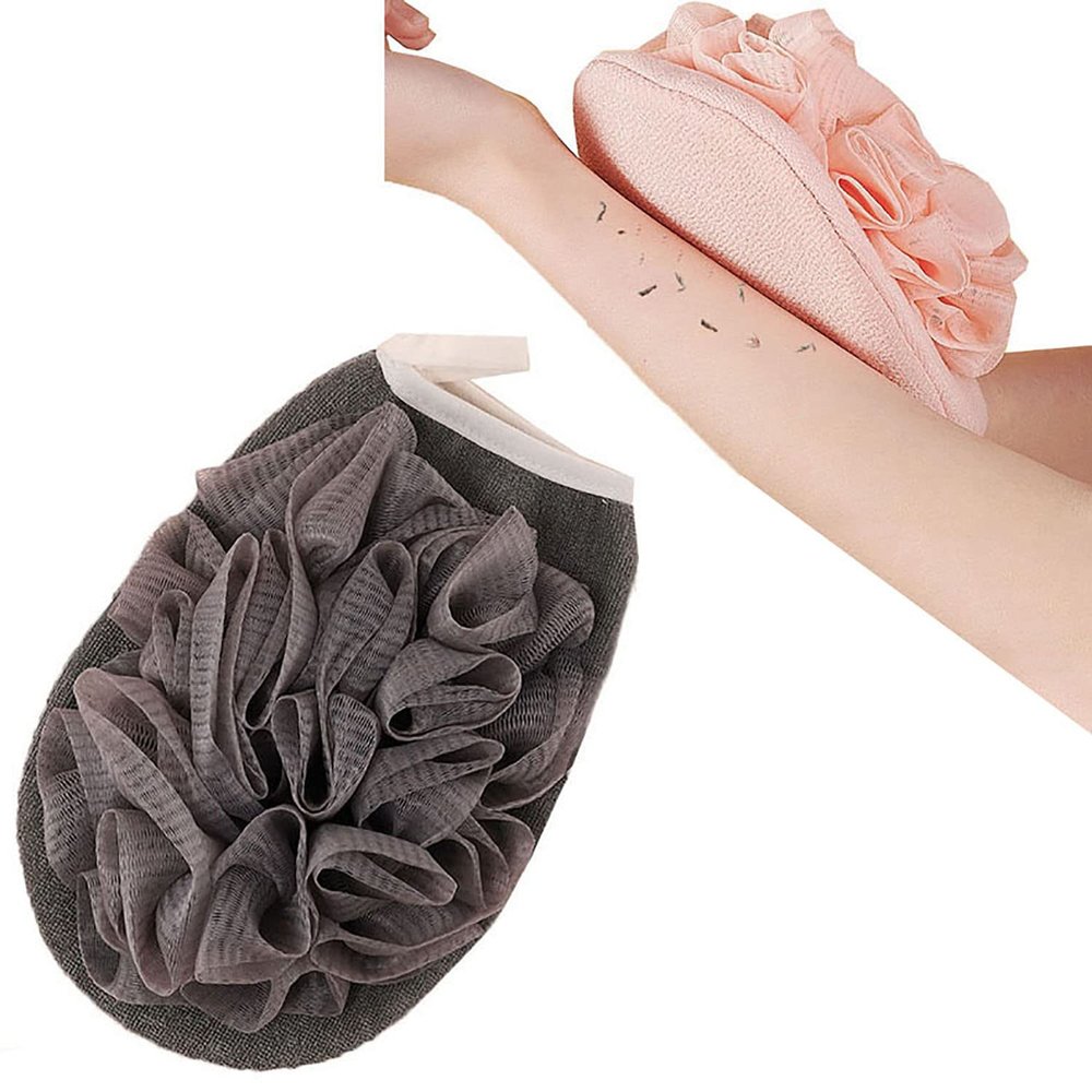 RTcald 2-in-1 Skin-Friendly Bath Sponge,Exfoliating Body Spa Bath Mitt,Double-Sided Dual-Use Bath Shower Loofah Glove,Double Sided Bath Sponge Gloves,Skin Care for Bathing (Grey)