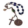 Bless And Heal Me Preaching Jesus Holy Eucharist Blue Tiger Eye Chrysocolla Bronze Chaplet view 1