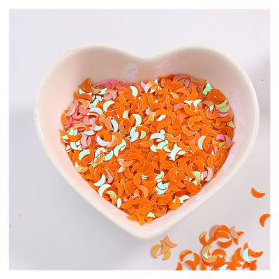 HANRUO 2000Pcs/lot 2 * 6mm Curved Moon Sequins Paillettes for Nails Art Manicure,Wedding Decoration Confetti,Slime DIY Accessories (Color : Orange, Size : 2x6mm 10g)