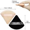 12 Pieces Cosmetic Powder Puff,2.76 inch Portable Soft Sponge Setting Face Puffs,Triangle Velvet Powder Puff with Ribbon Band Handle for Loose Powder Body Powder Makeup Tool(Black,Nude) view 3