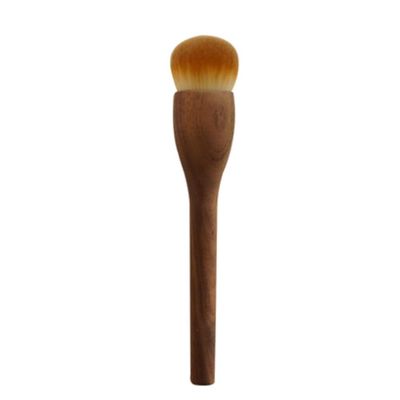 Advanced Fashional Makeup Tools Walnut Handle Kabuki Foundation Brush Soft Fiber Brush Round Delicate(16.8x2.5x3.1 CM)
