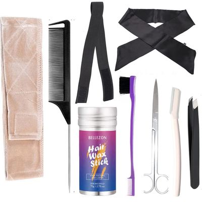 Miaubaa Wig Kit for Lace Front Wigs for Beginners 9PCs, Hair Wax Stick to Lay Hair, Lace Melting Elastic Band for Wigs, Eyebrow Razors, Tweezers, Edge Brush, Wig Grip Headband