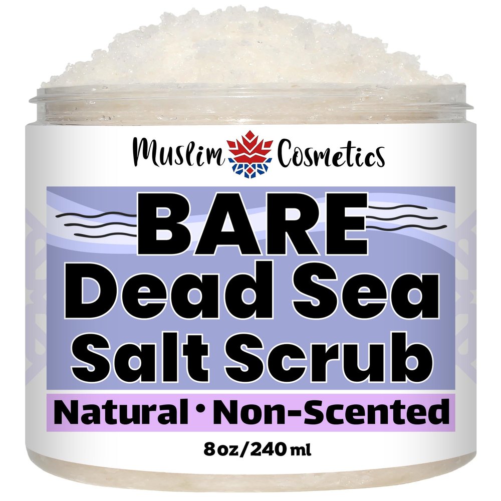 Non-Scented Dead Sea Salt Scrub | Face & Body | Unscented | 100% Natural | Jojoba oil || Made in Canada - Muslim Cosmetics - BARE Scrub (8oz (240ml))