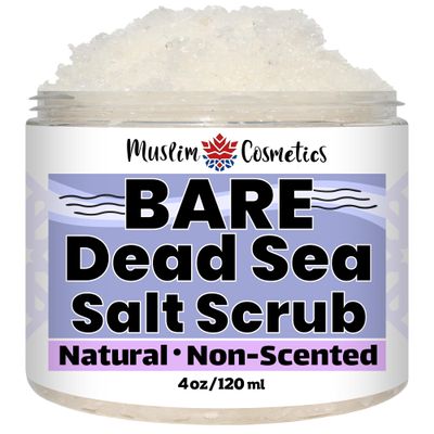 Non-Scented Dead Sea Salt Scrub | Face & Body | Unscented | 100% Natural | Jojoba oil || Made in Canada - Muslim Cosmetics - BARE Scrub (4oz (120ml))