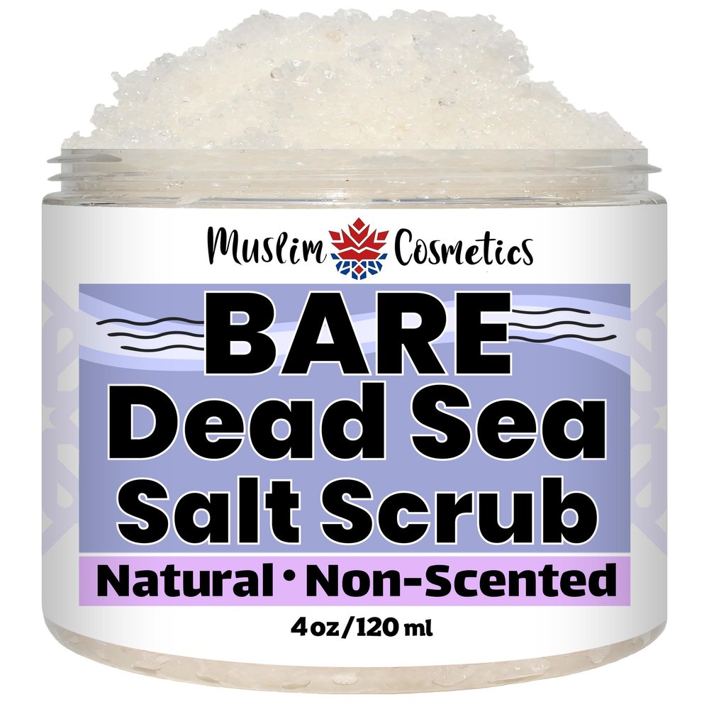 Non-Scented Dead Sea Salt Scrub | Face & Body | Unscented | 100% Natural | Jojoba oil || Made in Canada - Muslim Cosmetics - BARE Scrub (4oz (120ml))