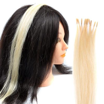 10 Strands/lot Colored I Tip Human Hair Extension For Women Girls Gift Cosplay Dress Up Party Feather Hair Extensions With Micro Beads And Pulling Needle (20INCH, Blonde)