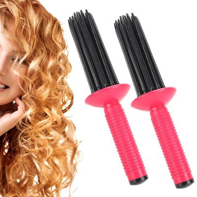 Shanrya 2pcs 17 Comb Teeth Hair Styling Curler, Curls Comb Hair Curler, Curling Make Up Brush Roller Tool, Anti-Slip, Use Hair Salon for Home Personal Use, Travel