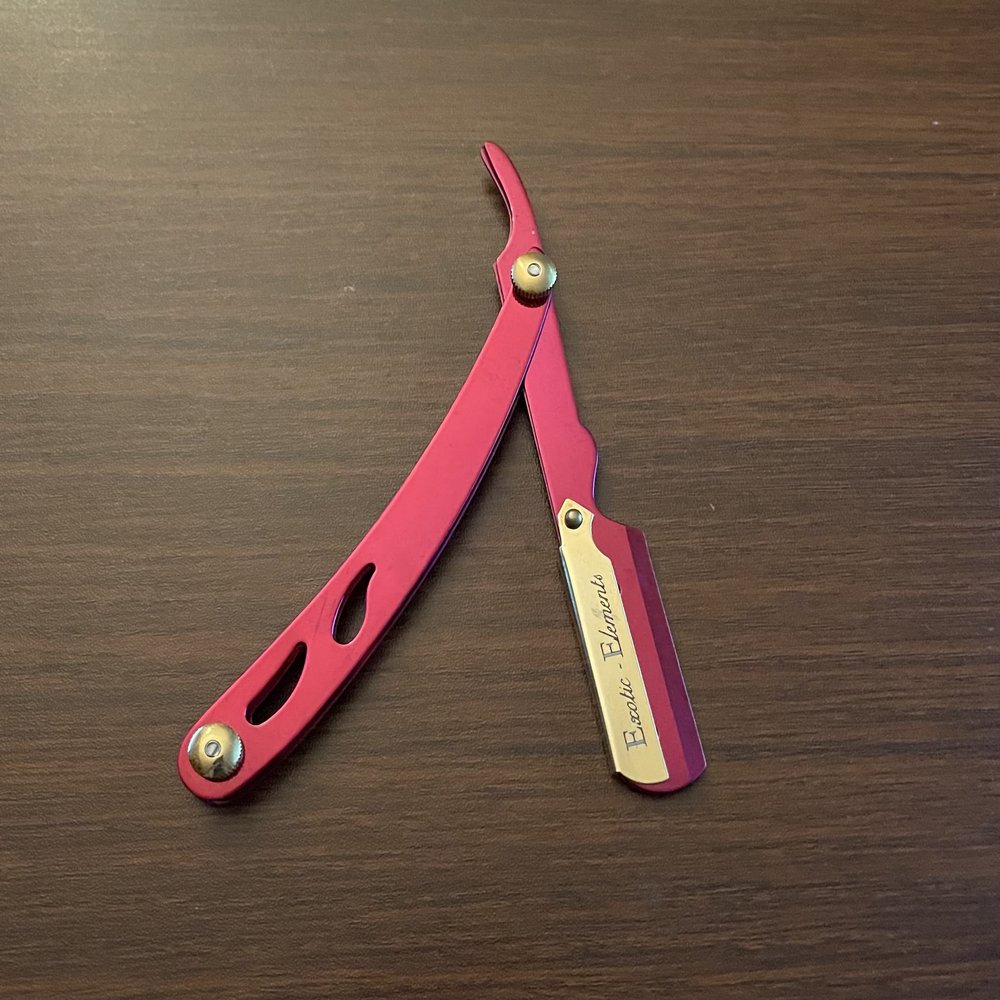 Unisex Pink and Gold Barber Straight Edge Razor Hair Cutting Mustache, Beard, Eyebrows