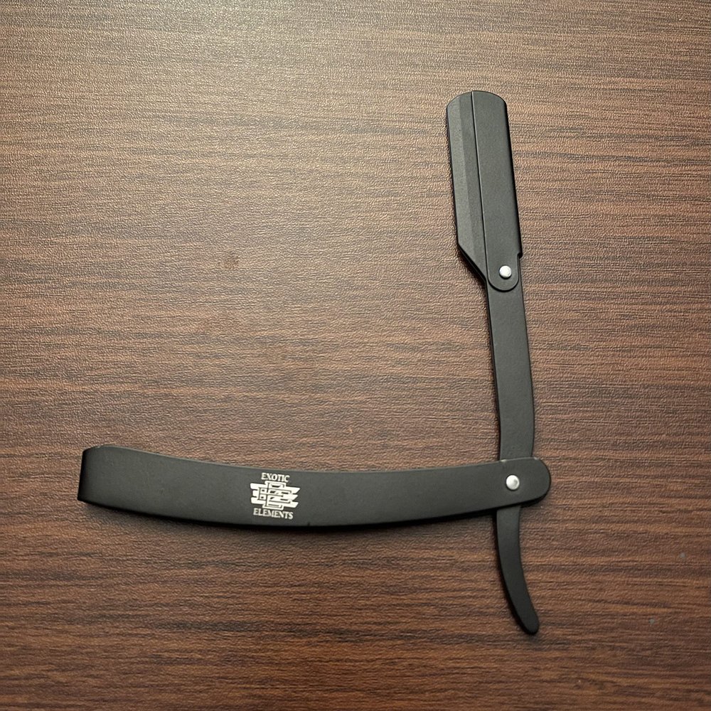 Stainless Steel Barber Shop All Hair Cutting and Styling Straight Edge Shaving Razor Knife Black
