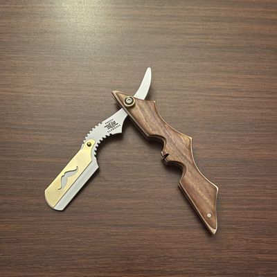 Professional Barbershop Unisex Cut Throat Folding Shaving Knife White and Gold Hot Design Shaving Blade