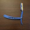 Barber Cool Design Blue and Gold Barber Straight Edge Razor Folding Razor Unisex Hair, Beard, Eyebrows, Mustache view 2