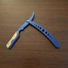 Barber Cool Design Blue and Gold Barber Straight Edge Razor Folding Razor Unisex Hair, Beard, Eyebrows, Mustache view 3