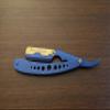 Barber Cool Design Blue and Gold Barber Straight Edge Razor Folding Razor Unisex Hair, Beard, Eyebrows, Mustache view 4