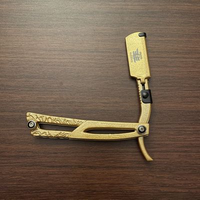Black and Gold Slider Strong and Heavy Stylish Beard, Mustache, Hair, and Mustache Cutting straight Edge Razor