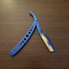 Blue and Gold Barber Shaving Razor Straight Edge Folding Razor All Purpose Shaver Unisex All Hair Types view 1