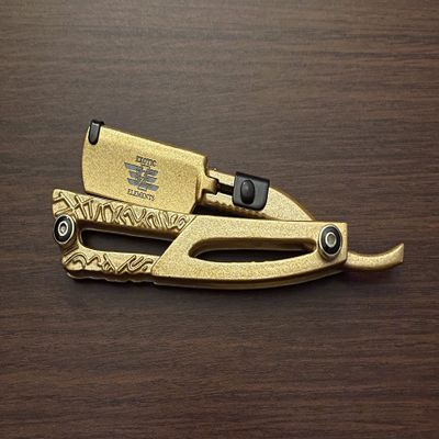Gold Textured Engraved Premium Barber Shaving and Hair Cutting Straight Edge Razor Gold Dipped