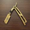 Gold Textured Engraved Premium Barber Shaving and Hair Cutting Straight Edge Razor Gold Dipped view 4