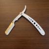 Classic Shaving and Hair Cutting Barber Salon Shavette Folding Straight Edge Razor White and Gold Stainless Steel view 1
