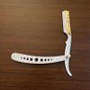 Classic Shaving and Hair Cutting Barber Salon Shavette Folding Straight Edge Razor White and Gold Stainless Steel view 3