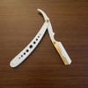 Classic Shaving and Hair Cutting Barber Salon Shavette Folding Straight Edge Razor White and Gold Stainless Steel view 4