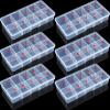 6 Pieces Nail Art Tip Storage Organizer Box with 10 Number Empty Spaces Transparent False Nail Tip Storage Case Container Clear Plastic Grid Box for Fingernail Crystal, Jewelry, Accessories view 1