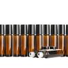 12 Pcs Brown Essential Oil Glass Roller Bottles Empty Refillable Essential Oil Roller Bottle Amber with Stainless Steel Roller Balls 10 ml view 1