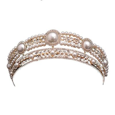 Pearl Crowns for Women & brides-wedding bridal Tiara Crystal Queen Crown & pearly Princess Birthday & prom party hair One Size