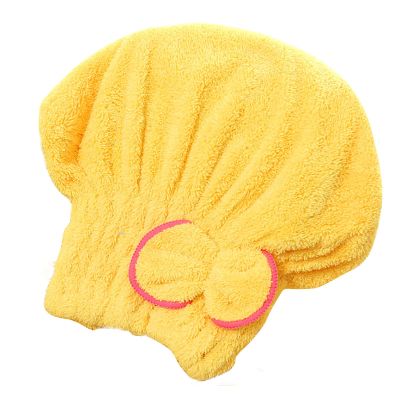 1pc Hair Towel Wrap for Women Super Absorbent Quick Dry Hair Turban for Drying Curly Long & Thick Hair Shower Cap Coral Fleece Dry Hair Cap Quick-Drying Absorbent Headscarf (Yellow)