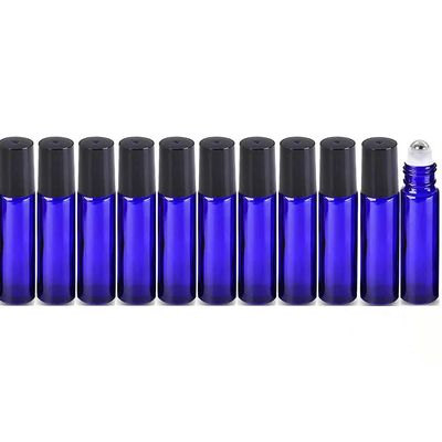 12 Pack 10 ml Essential Oil Glass Roll-on Bottles with Stainless Steel Roller Balls Empty Portable Cobalt Blue Essential Oil Glass Roller Bottles