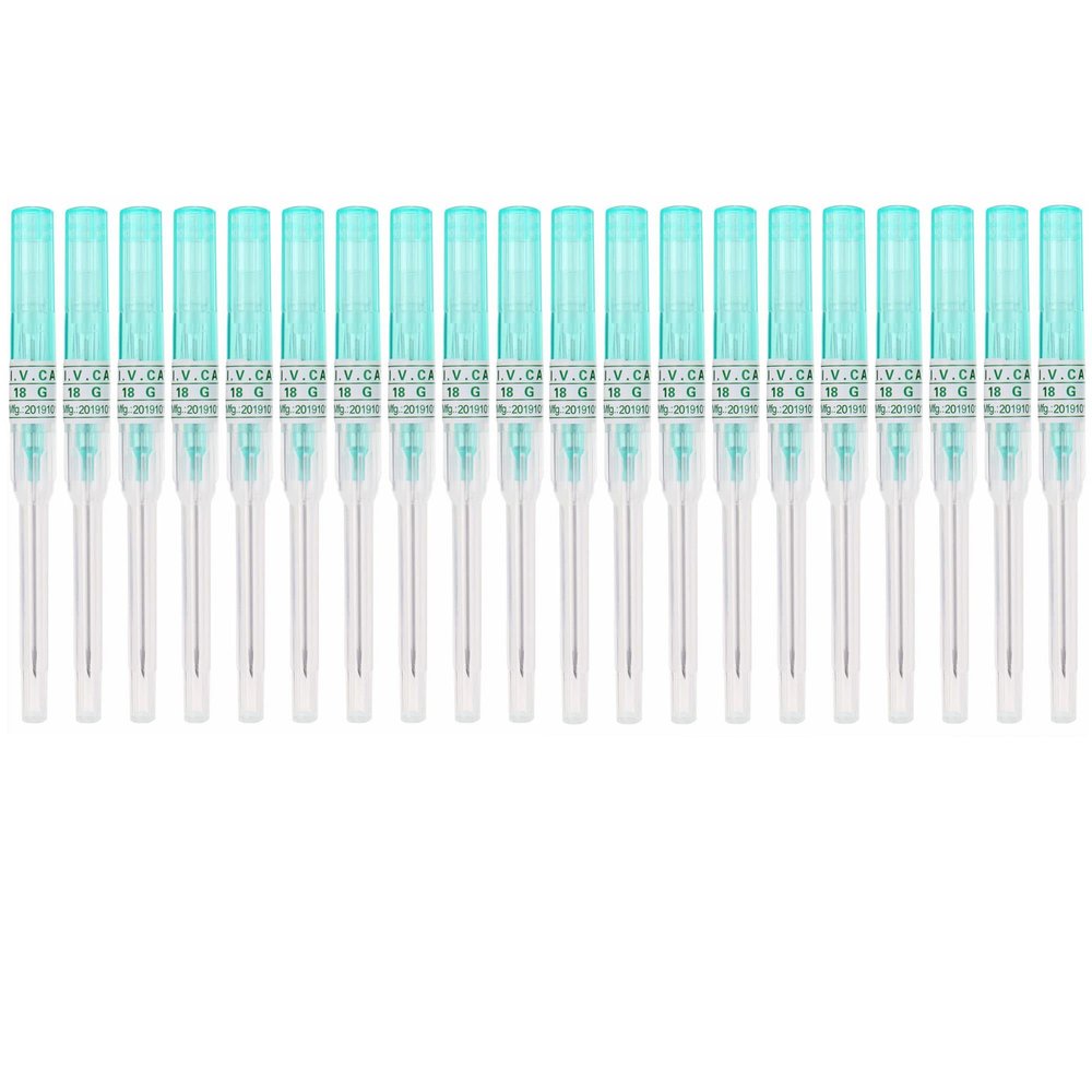 Piercing Needles,20PCS 18G IV Catheter Needles 18 Gauge Disposable Stainless Steel Hollow Body Piercing Needles for Ear Nose Belly Navel Nipple Piercing(18G) (18G)