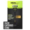 Gillette Labs Men's Razor with Exfoliating Bar, Shaving Kit Includes 1 Handle, 2 Blade Refills, 1 Premium Magnetic Stand, Black and Gold view 1