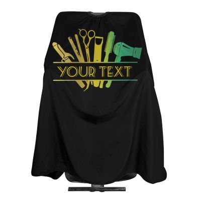 Custom Waterproof Barber Cape Hairdresser Cape, Add Your Photo Text Personalized Yellow Green Barber Tools Salon Cape for Men, Customized Hair Cutting Cape for Home Salon Barbershop
