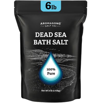 Aromasong Dead Sea Salt Bath Soak 6 Lbs. Bulk Pack 100% Natural Dead Sea Salts for Soaking, Relaxation, and Detoxification of Skin, Dead Sea Salts for Bath to Rejuvenate and Refresh.