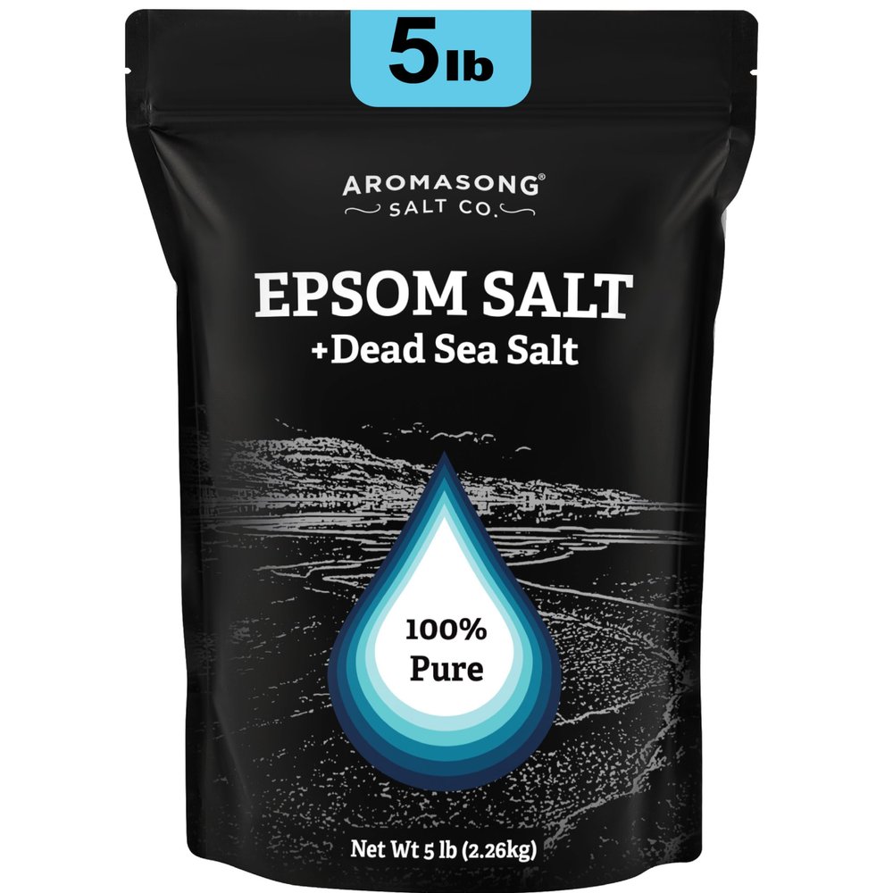 Aromasong Epsom Salt with Dead Sea Salt for Soaking - Bulk 5 Lb - 100% Pure Bath Salt, Foot & Muscle Soak