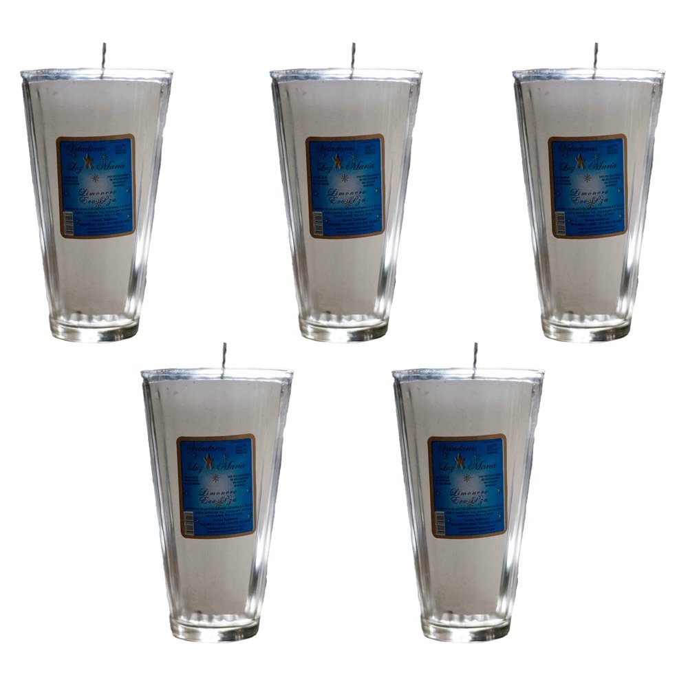 Luz Maria- Veladora Lemon Glass 13.5 cm X 7.5 cm with 20 pieces Paraffin