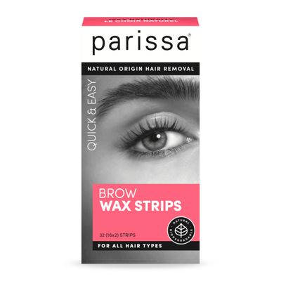 Parissa Natural Eyebrow Wax Strips | Beginner-Friendly, Gentle for Sensitive Skin & Fragrance-Free | Ready-to-Use Brow Waxing | 32 Strips (16 x 2)