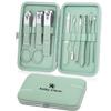 Manicure Set, Travel Mini Nail Clippers Kit Pedicure Care Tools, 10pcs Stainless Steel Grooming kit (Green) view 1
