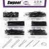 Swpeet 380Pcs 2 Styles 1.9Inch 2.4Inch 2.7Inch Black Hair Pins Bobby Pins with Rubber Bands Kit, Including 120Pcs Bobby Pins and 160Pcs U Hair Pins Hair Clips with Soft Elastic Bands view 1