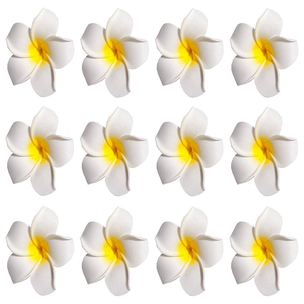 12Pcs Hawaii Plumeria Hair Clips Boho Foam Flower Alligator Hairpin Hibiscus Barrette for Beach Party Wedding Cosplay Handmade Accessory