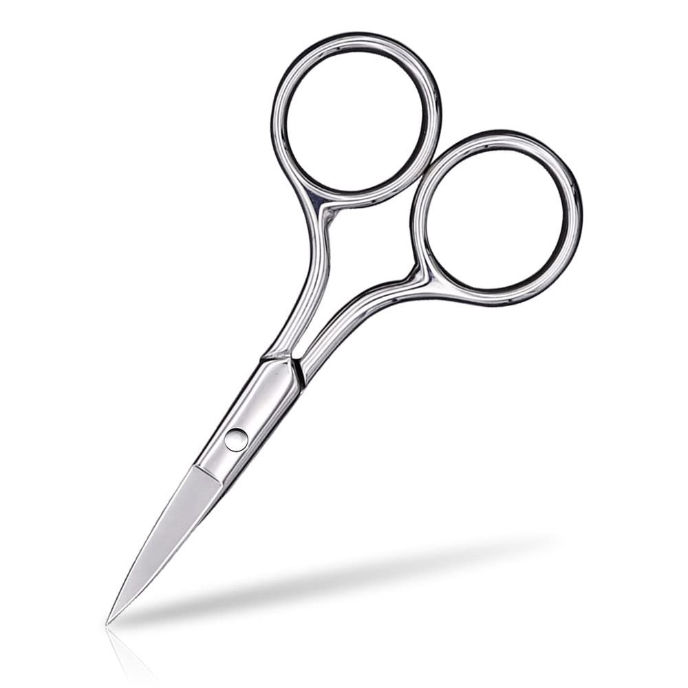 Eyebrow Scissors, Precision Grooming Shears, Nose Hair Trimmer - Professional Stainless Steel Fine Tip for Beard, Mustache, Eyelashes, Cuticles- ASONTAO (1Pcs Eyebrow Scissors)