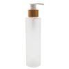 150ML (5 oz) Transparent Frosted Glass Pump Bottle with Bamboo Screw Pump Head Soap Dispenser Storage Containers for Shampoo Body Wash Bath Gel Toner Lotion Cream Cosmetic Essence view 1