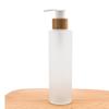 150ML (5 oz) Transparent Frosted Glass Pump Bottle with Bamboo Screw Pump Head Soap Dispenser Storage Containers for Shampoo Body Wash Bath Gel Toner Lotion Cream Cosmetic Essence view 3