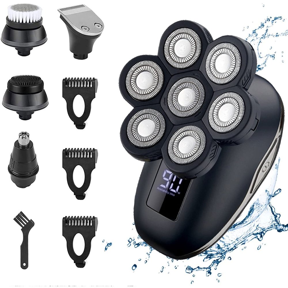 Electric Razor for Men, 7D Head Electric Shaver for Men Multi Grooming Kit Digital Display Hair Trimmer Beard Razor Wet Dry Facial Shaving Machine