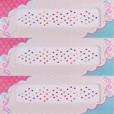 VAMA Multicolour Small Diamond Bindi kumkum Stone Sticker Different Color Bindiya tikli Set Multi Bindis for Women (Pack of 3 Sheets Small Size 2.5mm)