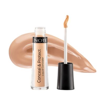Note Cosmetique Conceal and Protect Liquid Concealer - Make Up Under Eye Concealer for Blemishes - Face Makeup with Blue Light Shield - 07-0.2 oz