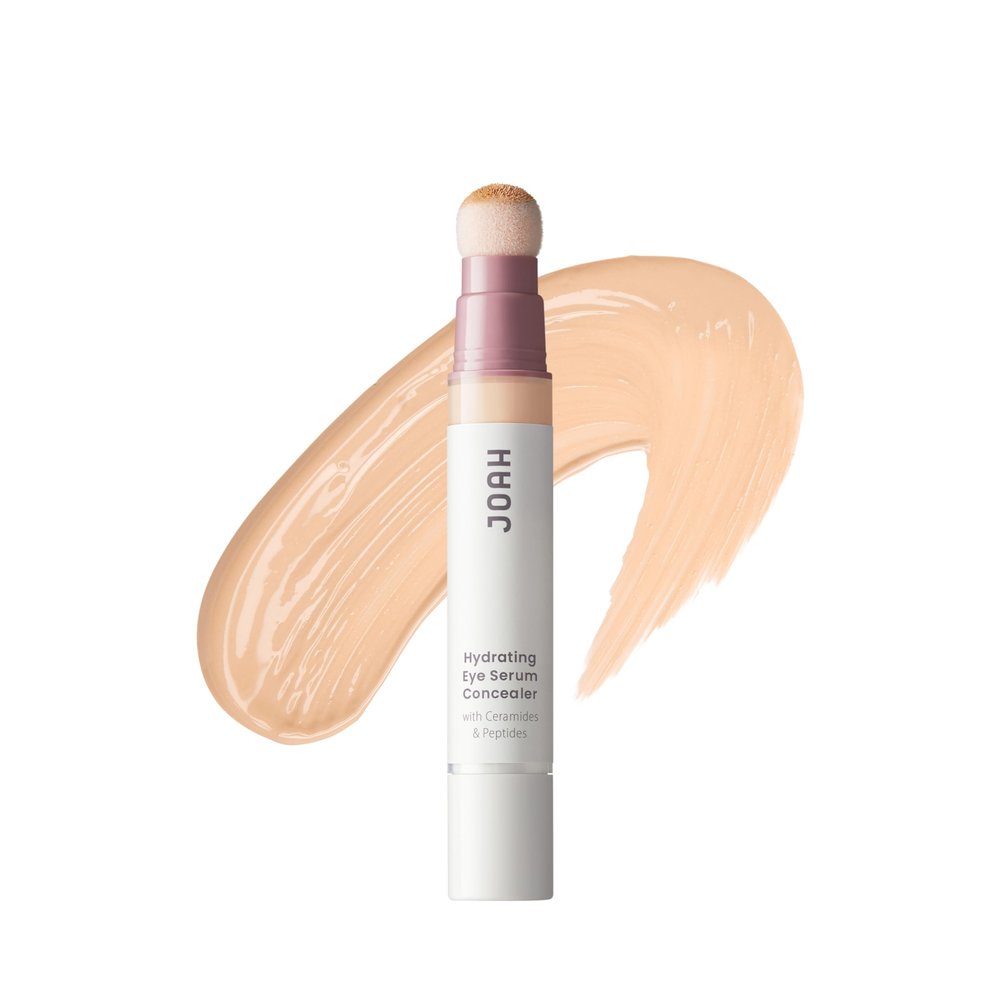 JOAH Perfect Complexion Under Eye Concealer and Hydrating Serum, Korean Makeup for Dark Circles and Puffiness, Peptide Serum with Medium Coverage, Cushion Tip Applicator