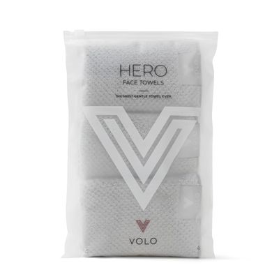 VOLO Hero Luna Gray Face Towel | Reusable Facial Wash Cloths | Makeup Remover & Post Shower Washcloths | Ultra Soft, Absorbent, Gentle, Fast Drying Nanoweave Fabric Face Towels | Microfiber 3PK