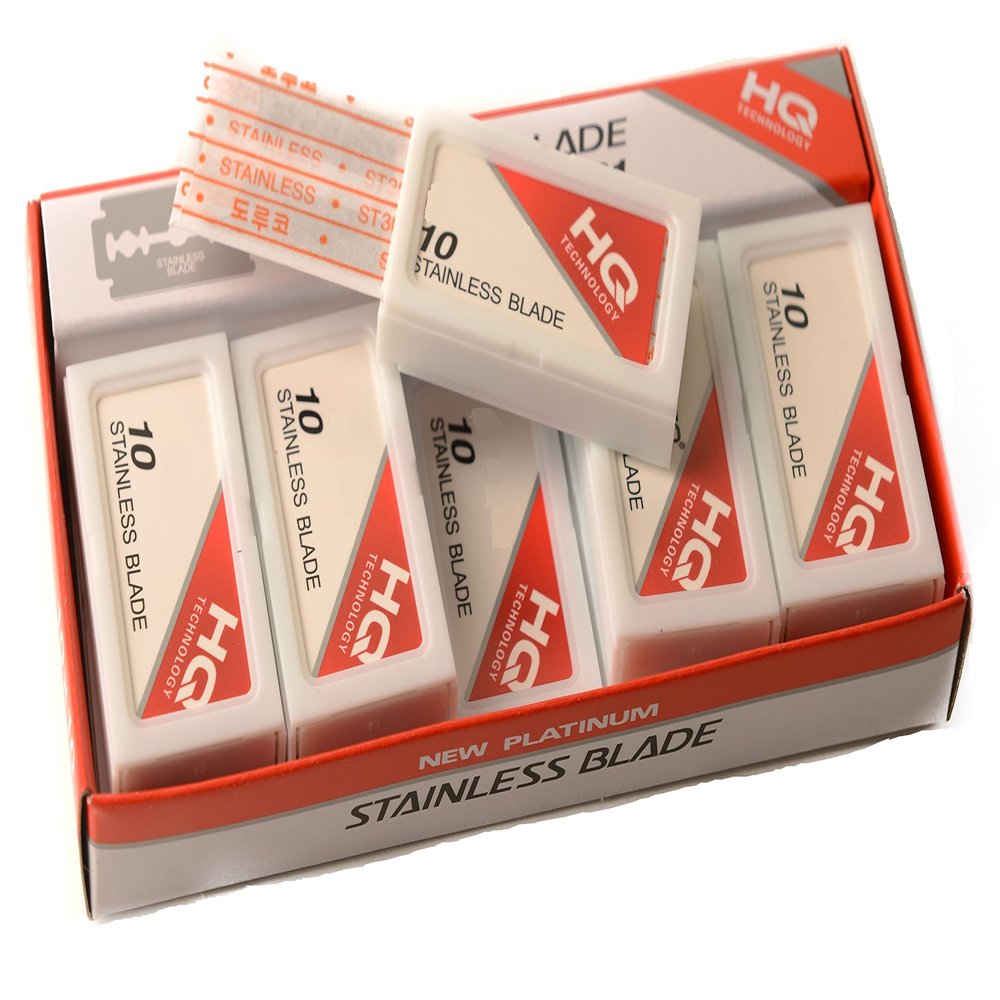 Mens Safety Razor Blades for Shaving - Double Edge Stainless Steel Razor Blades - Platinum Stainless Steel - Precise, Smooth, Clean Shave and Barber Shops (3000)