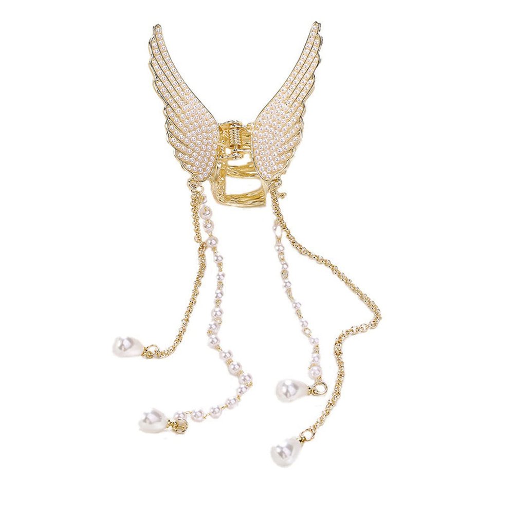 1PC Butterfly Tassel Hair Catch Clip Imitation Pearl Metal Hair Claw Clip Gold Hairpin Clip Hair Accessories Hair Clips for Styling Thick Hair Thin Hair Women
