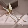1PC Butterfly Tassel Hair Catch Clip Imitation Pearl Metal Hair Claw Clip Gold Hairpin Clip Hair Accessories Hair Clips for Styling Thick Hair Thin Hair Women view 4